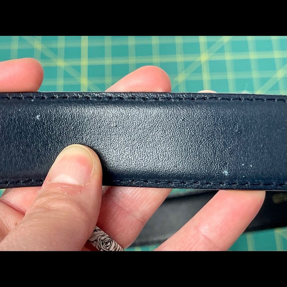Vintage Leather Blue & Gold Buckle Belt - Picture 5 of 9